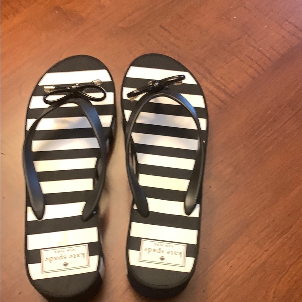 Kate Spade Black and White Striped Sandals